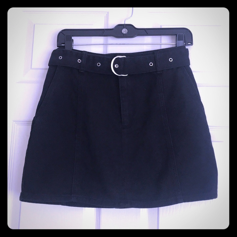Black Denim Mini Skirt